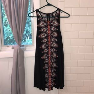 Forever 21 Black Patterned Sleeveless Dress